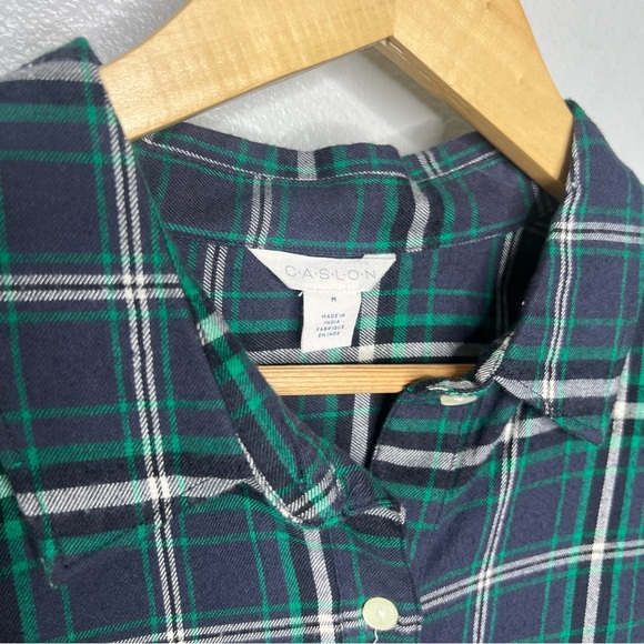 Caslon Plaid Flannel Shirt Long Sleeve Button Down Top, Casual Holiday - M - Picture 2 of 9